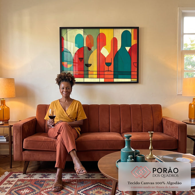 Quadro Decorativo Abstrato Vibrante Energia das Conexões em sala de estar moderna - quadros decorativos para sala