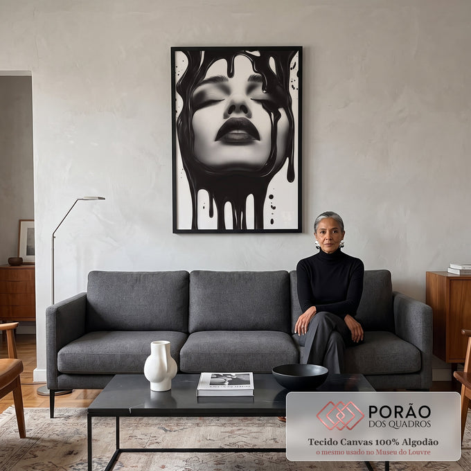 Quadro Decorativo A Profundidade da Mulher em sala de estar moderna - quadros decorativos para sala