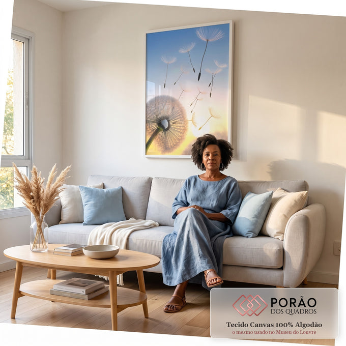 Quadro Decorativo Dente-de-Leão ao Crepúsculo: Transforme seu Lar em sala de estar moderna - quadros decorativos para sala