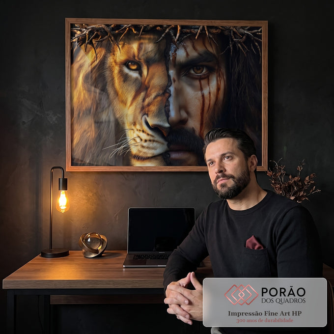 Quadro Decorativo Duas Faces Símbolo de Fé e Força em escritorio moderno - quadros decorativos para sala