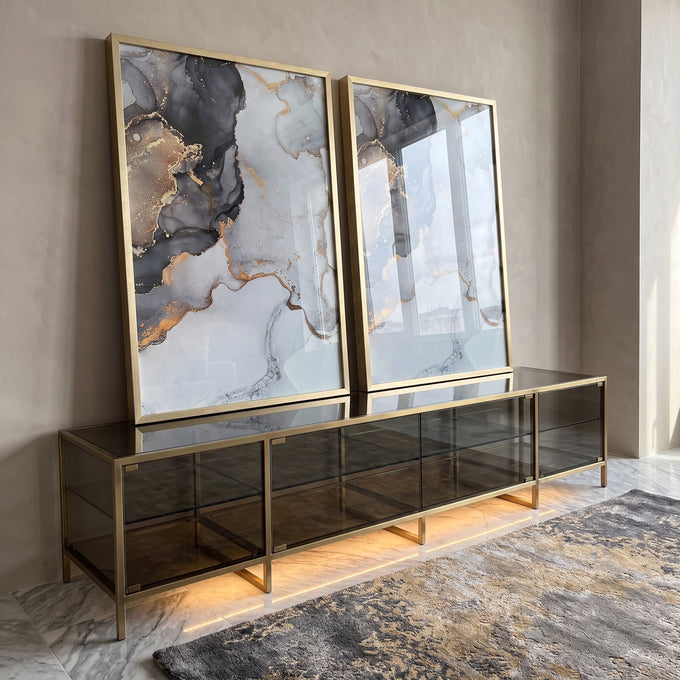 Quadro Decorativo Mármore de Luxo: Elegância Atemporal em ambiente decorado - quadros decorativos para sala