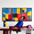 Quadro Decorativo Cores e Texturas em escritorio moderno - quadros decorativos para sala