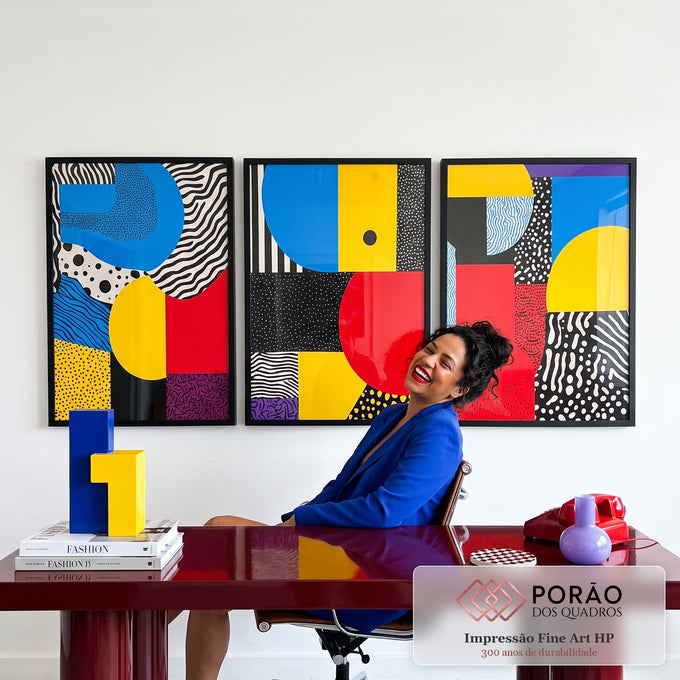 Quadro Decorativo Cores e Texturas em escritorio moderno - quadros decorativos para sala