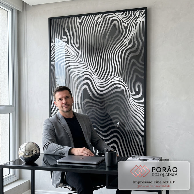 Quadro Decorativo Harmonia em Preto e Branco em escritorio moderno - quadros decorativos para sala