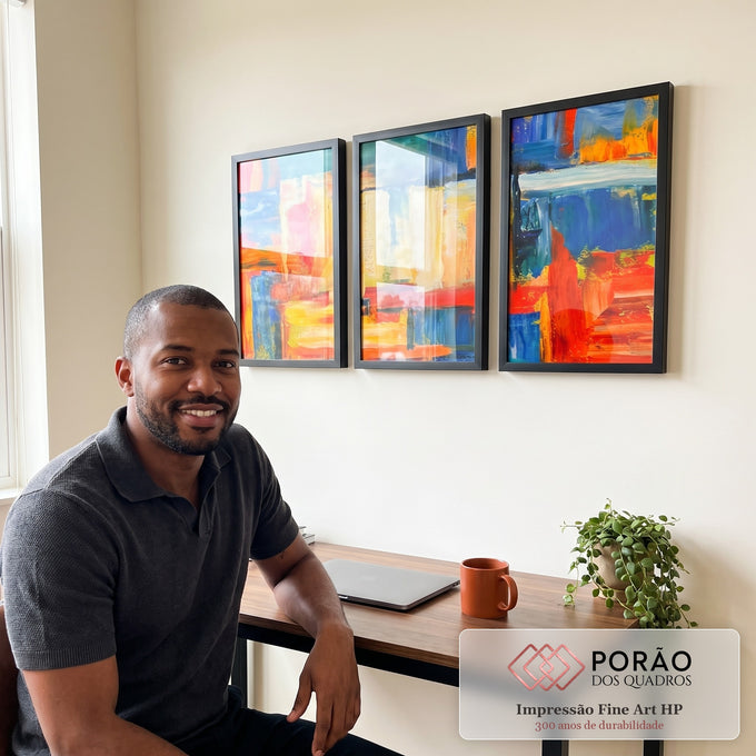 Quadro Decorativo: Inspiração em Cores Vibrantes em escritorio moderno - quadros decorativos para sala