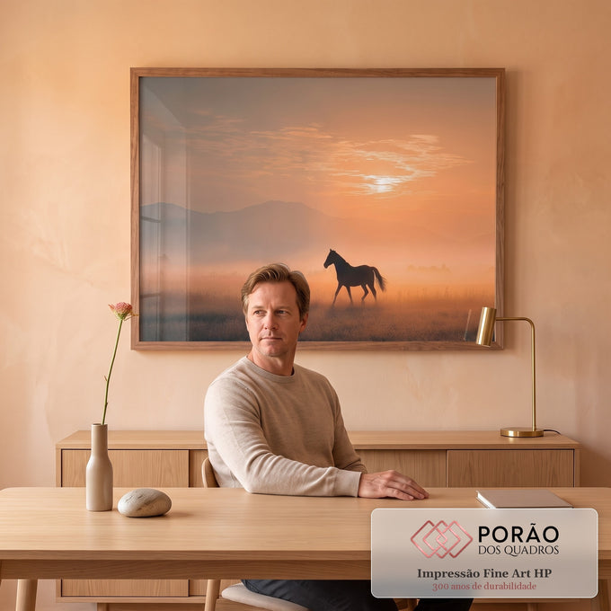 Quadro Decorativo Cavalo em Liberdade Plena em escritorio moderno - quadros decorativos para sala