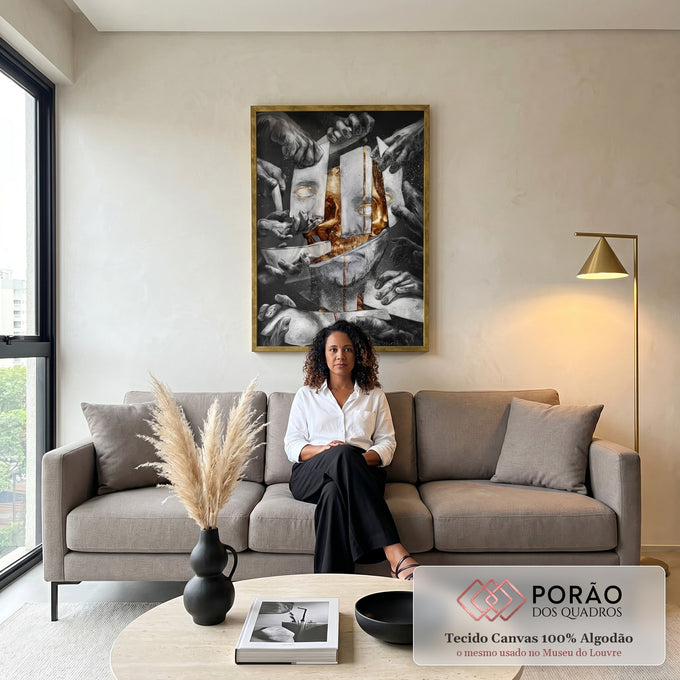 Quadro Decorativo Caveira Gold - Exclusividade Moderna em sala de estar moderna - quadros decorativos para sala