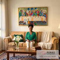 Quadro Decorativo: Última Ceia com Cores Vividíssimas em sala de estar moderna - quadros decorativos para sala