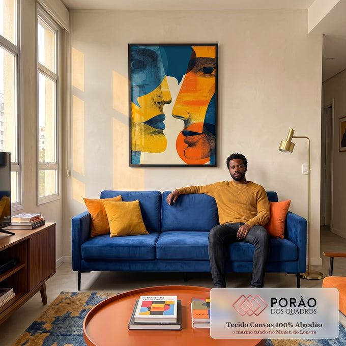 Quadro Decorativo Conexão Vibrante em sala de estar moderna - quadros decorativos para sala