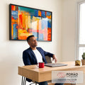 Quadro Decorativo O Encanto do Abstrato: Uma Jornada Visual em escritorio moderno - quadros decorativos para sala