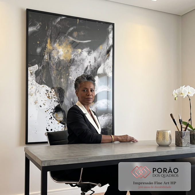 Quadro Decorativo Elegância Abstrata em escritorio moderno - quadros decorativos para sala
