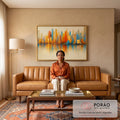 Quadro Decorativo Horizon Urbano em sala de estar moderna - quadros decorativos para sala