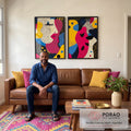 Quadro Decorativo Moderno: Elegância e Sofisticação em Dois Tons em sala de estar moderna - quadros decorativos para sala