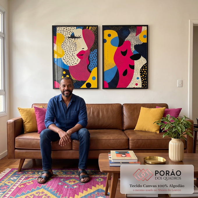 Quadro Decorativo Moderno: Elegância e Sofisticação em Dois Tons em sala de estar moderna - quadros decorativos para sala