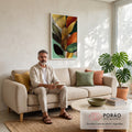 Quadro Decorativo Folhas Estilosas Natureza Moderna em sala de estar moderna - quadros decorativos para sala