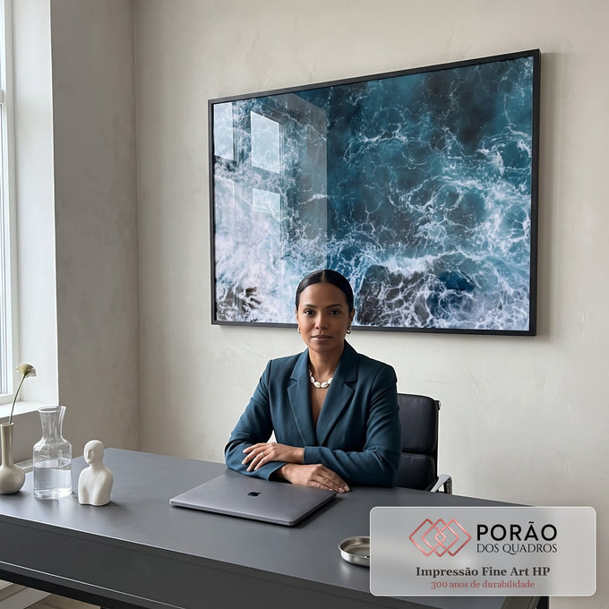 Quadro Decorativo Oceano Poderoso: Harmonia do Mar em escritorio moderno - quadros decorativos para sala