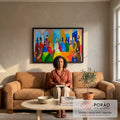 Quadro Decorativo: A Última Ceia em Detalhes Realistas em sala de estar moderna - quadros decorativos para sala