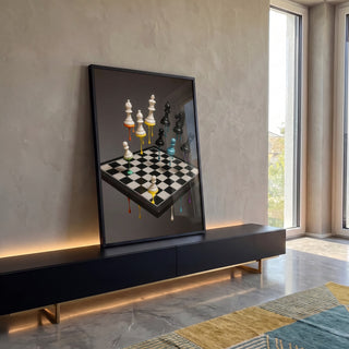 Quadro Decorativo Jogo de Xadrez Moderno em ambiente decorado - quadros decorativos para sala