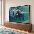 Quadro Decorativo Serenidade do Elefante na Água em ambiente decorado - quadros decorativos para sala