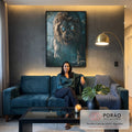 Quadro Decorativo Olhar de Leão - Arte Emocional Para Seu Espaço em sala de estar moderna - quadros decorativos para sala