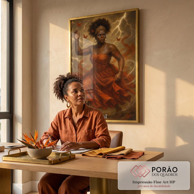 Quadro Decorativo Orixá Iansã: Vento e Coragem em escritorio moderno - quadros decorativos para sala