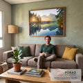 Quadro Decorativo Beleza Matinal: Amanhecer Majestoso em sala de estar moderna - quadros decorativos para sala