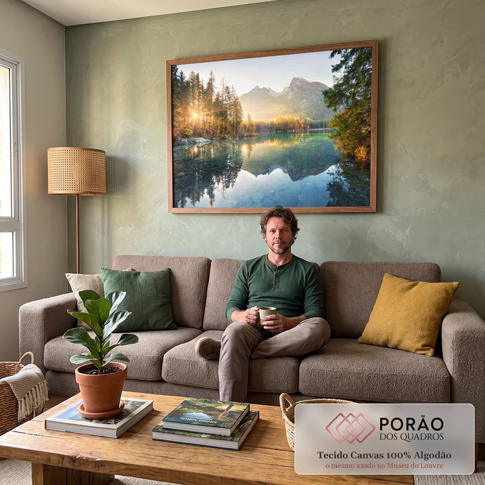 Quadro Decorativo Beleza Matinal: Amanhecer Majestoso em sala de estar moderna - quadros decorativos para sala