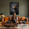 Quadro Decorativo Lobo Empresário - Sofisticação e Estilo para Sua Casa em sala de estar moderna - quadros decorativos para sala