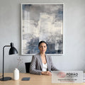 Quadro Decorativo Abstrato Azul com Serenidade em escritorio moderno - quadros decorativos para sala