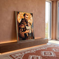 Quadro Decorativo Santo Antônio Geométrico - Sofisticação e Estilo para Seu Ambiente em ambiente decorado - quadros decorativos para sala