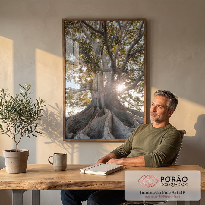 Quadro Decorativo Árvore Radiante ao Sol - Toque de Calor em escritorio moderno - quadros decorativos para sala