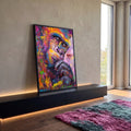 Quadro Decorativo Gorila Neon: Natureza e Arte Urbana em ambiente decorado - quadros decorativos para sala