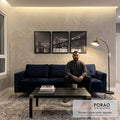 Quadro Decorativo Vista Monocromática da Ponte de Manhattan em sala de estar moderna - quadros decorativos para sala