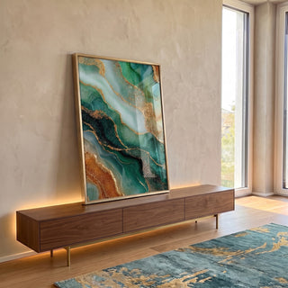 Quadro Decorativo Fluidez Abstrata em ambiente decorado - quadros decorativos para sala