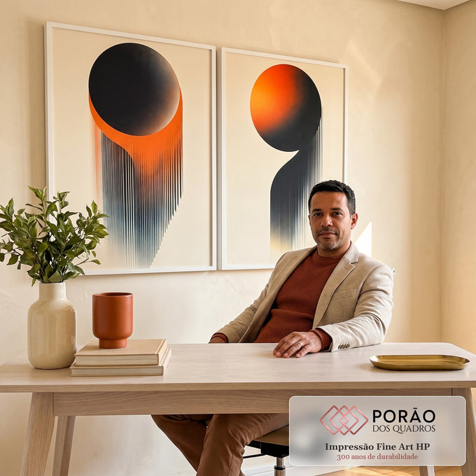 Quadro Decorativo Abstração Geométrica - Forma e Movimento em escritorio moderno - quadros decorativos para sala
