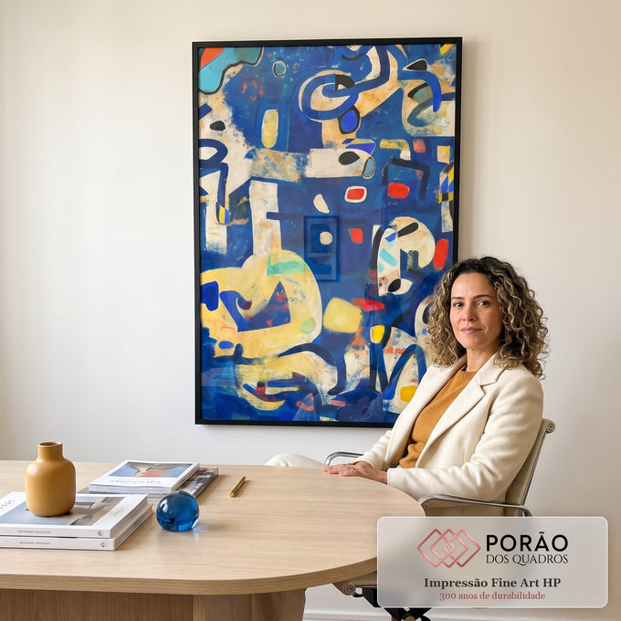 Quadro Decorativo Minimalista Azul e Vibrante em escritorio moderno - quadros decorativos para sala
