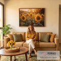 Quadro Decorativo Girassol: Brilho Solar Intenso em sala de estar moderna - quadros decorativos para sala