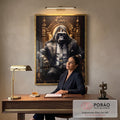 Quadro Decorativo Macaco Chefe: Domínio e Sabedoria em escritorio moderno - quadros decorativos para sala