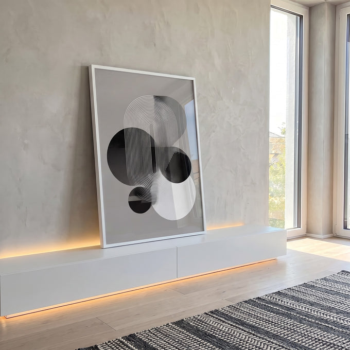 Quadro Decorativo Moderno Geométrico em ambiente decorado - quadros decorativos para sala