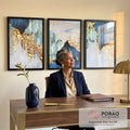 Quadro Decorativo Nórdico c/ Toque Dourado ? Exclusividade Total em escritorio moderno - quadros decorativos para sala