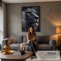 Quadro Decorativo Leão Majestoso e Elegante em sala de estar moderna - quadros decorativos para sala