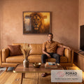 Quadro Decorativo Leão Majestoso em sala de estar moderna - quadros decorativos para sala