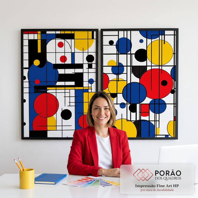 Quadro Decorativo Abstrato Geométrico - Energia e Harmonia para Seu Espaço em escritorio moderno - quadros decorativos para sala