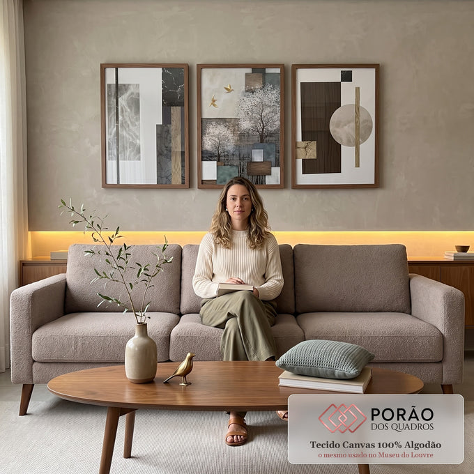 Quadro Decorativo: Inspiração e Paz Interior em sala de estar moderna - quadros decorativos para sala
