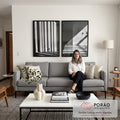 Quadro Decorativo Estruturas Retangulares com Luz e Sombra em sala de estar moderna - quadros decorativos para sala