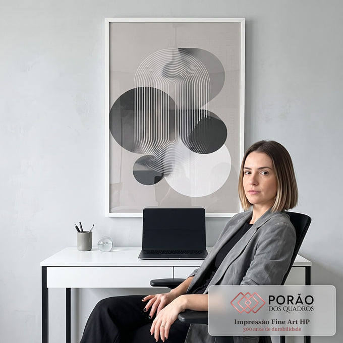 Quadro Decorativo Moderno Geométrico em escritorio moderno - quadros decorativos para sala