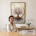 Quadro Decorativo Árvore da Vida Dourada em escritorio moderno - quadros decorativos para sala