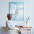 Quadro Decorativo Leão Branco na Neve em escritorio moderno - quadros decorativos para sala