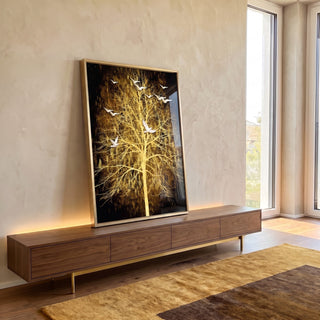 Quadro Decorativo Árvore da Vida Radiante em ambiente decorado - quadros decorativos para sala