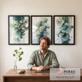 Quadro Decorativo Trio de Folhas Abstratas para Inspiração e Estilo em escritorio moderno - quadros decorativos para sala